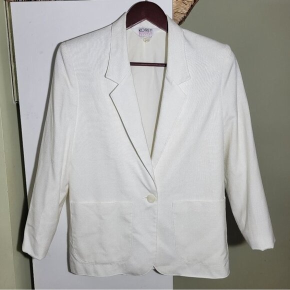 Vintage 1980s Koret white single breasted blazer suit skirt set small medium - Picture 2 of 15